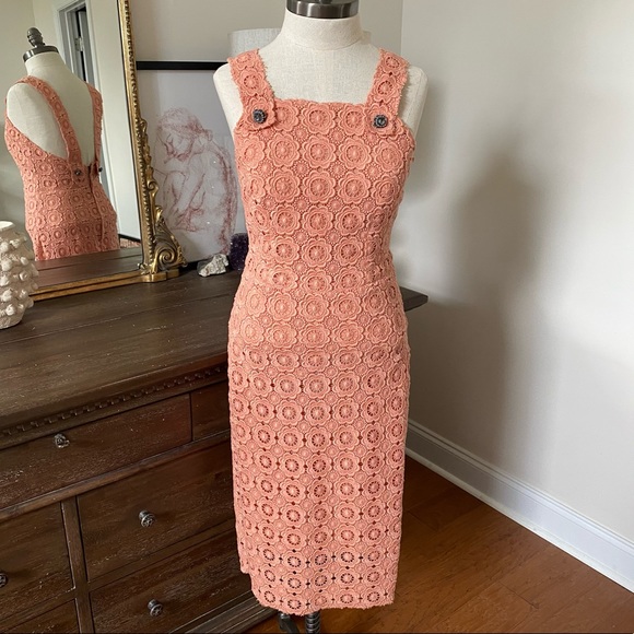 Nwt Dolce & Gabbana coral eyelet shift dress 38 - Picture 1 of 12